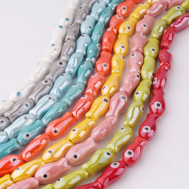 10Pcs Retro Small Fish Beads Charms Ceramic Spacer Loose Beads For Jewelry Making DIY Bracelet Accessories