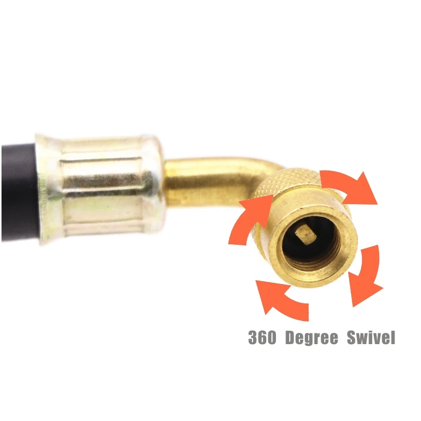 Flexible Rubber Valve Extension 90 Degree Bent Swivel End Brass Stem 3 Length 5 8 11 inch Professional Tire Inflation Tool