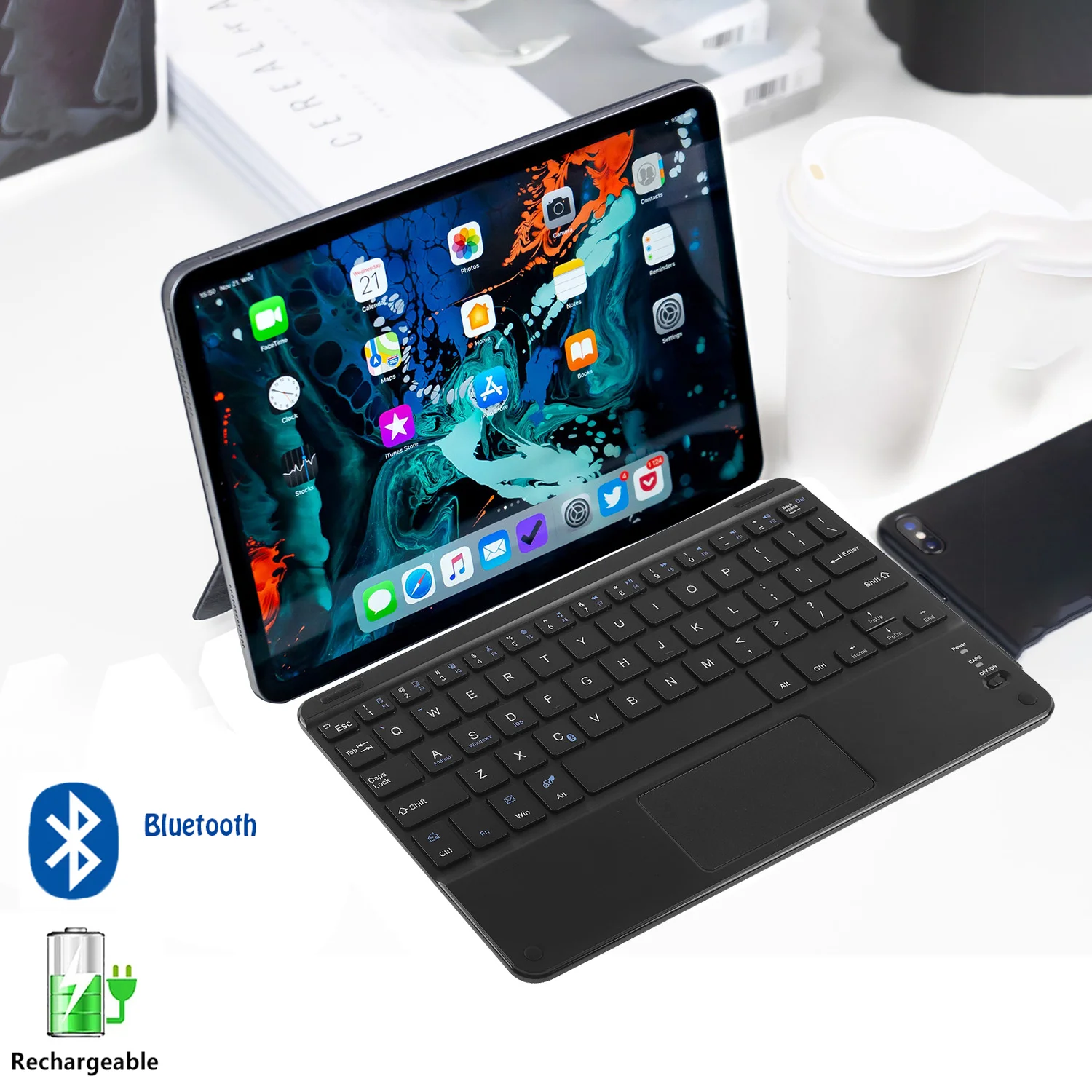 

Bluetooth Wireless Keyboard With Touchpad Rechargeable Silent Mini Slim Keyboards For iPad Microsoft Apple Macbook Tablet IOS