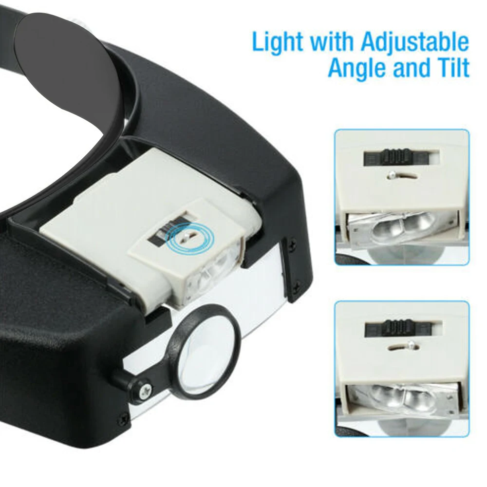 Wearing Style Glasses Loupe Headband Magnifier 1.5X 3X 6.5X 8X Magnifier with LED Work Light for Lens Illuminated Magnifier