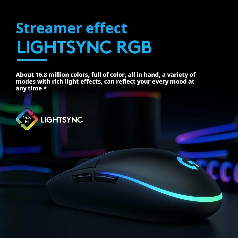 لوجيتك G102 ماوس سلكي زر ميكانيكي ألعاب الفئران 200-8000 ديسيبل متوحد الخواص ماوس كمبيوتر RGB ماوس قابل لإعادة الشحن لأجهزة الكمبيوتر المحمول PUBG #4