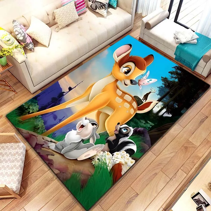 Deer Bambi Cartoon Rug Carpet for Living Room Children's Bedroom Mat Sofa Doormat Floor Rugs Home Decor Anti Slip Mat Gift