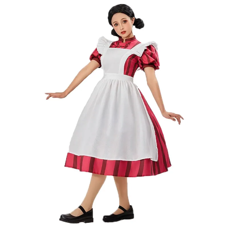 

Anime The boy and the Heron Cosplay Costumes Women Lolita Short Sleeve Maid Dress Cute Apron Uniform Halloween Carnival Costume