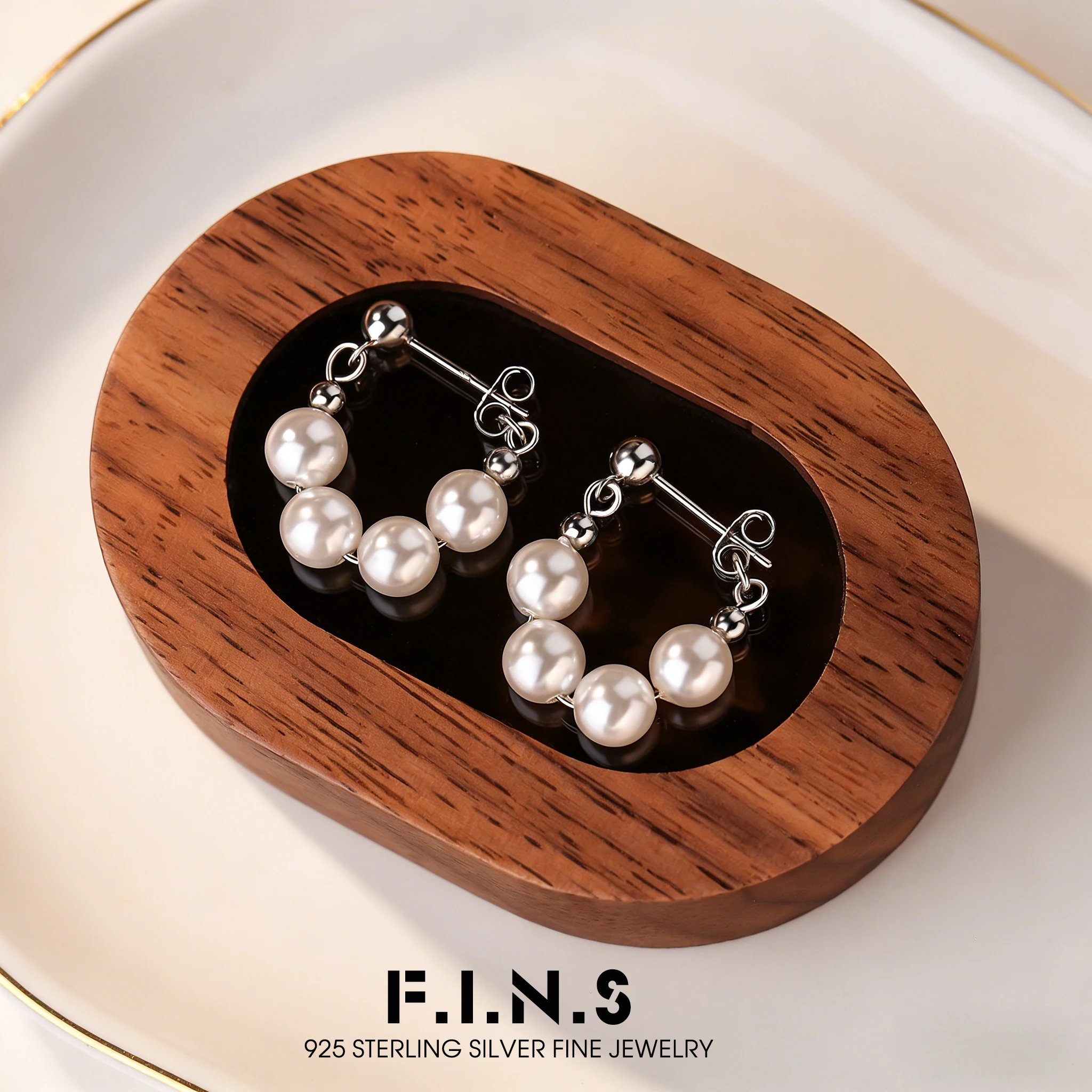 

Серьги F.I.N.S из стерлингового серебра S925 с бусинами для женщин, роскошные элегантные круглые серьги-гвоздики с жемчугом во французском стиле, изысканные ювелирные изделия, подарки