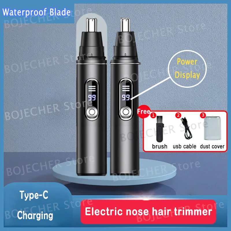 

Мини-карманный триммер для волос в носу, перезаряжаемая безболезненная машинка для стрижки волос в носу, ушах, водонепроницаемое лезвие, портативный триммер с дисплеем мощности