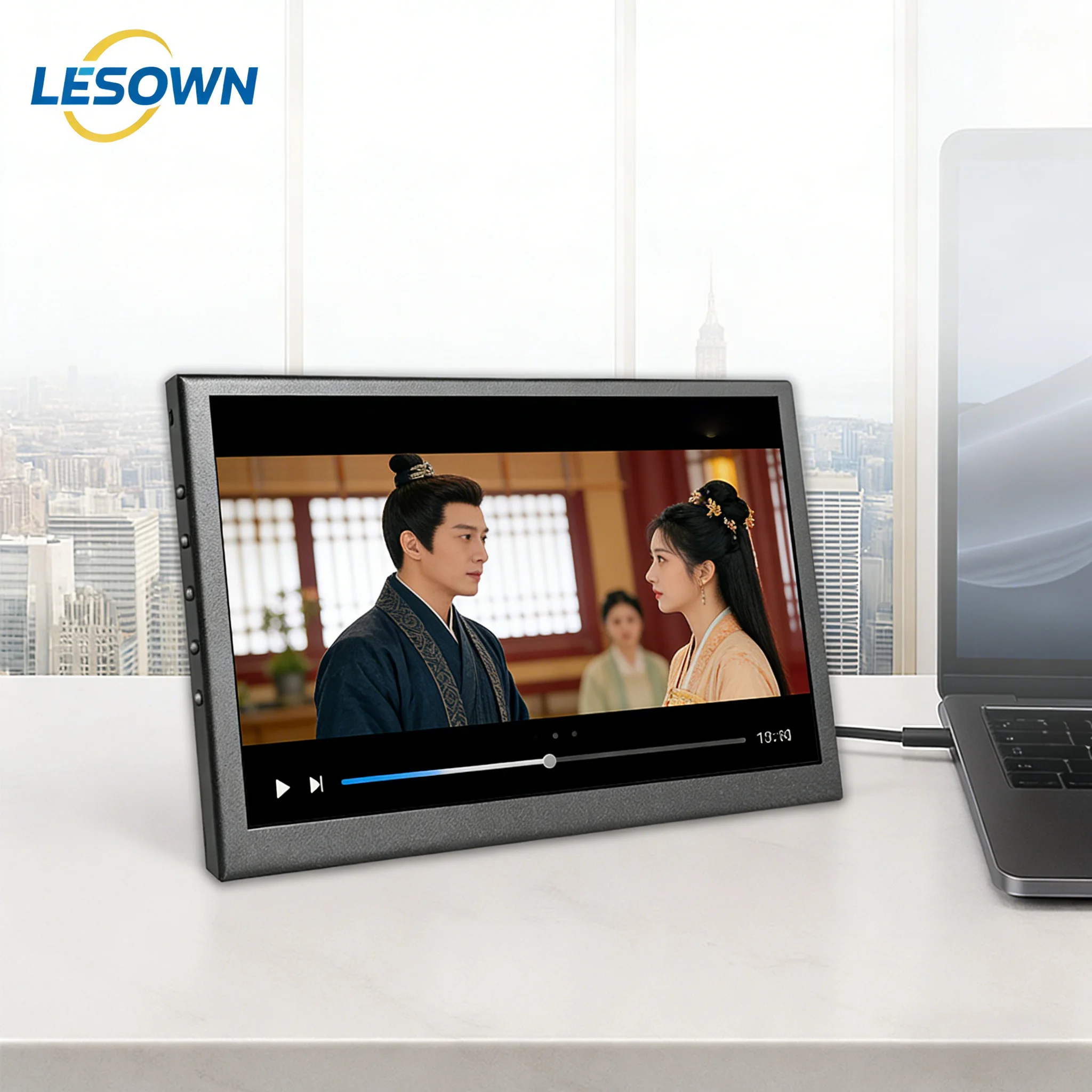 LESOWN Small Portable Monitor 7inch 1024x600 IPS LCD Travel Display Secondary Screen Auxiliary Monitor for Laptop Video playback