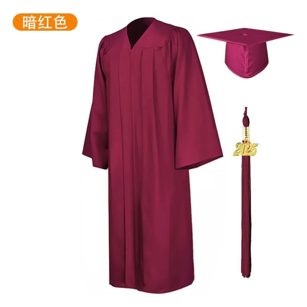 2025 Costume da laurea unisex per liceo e addio al celibato, abito da laurea da donna, abito da laurea morbido con set di nappe per cappello