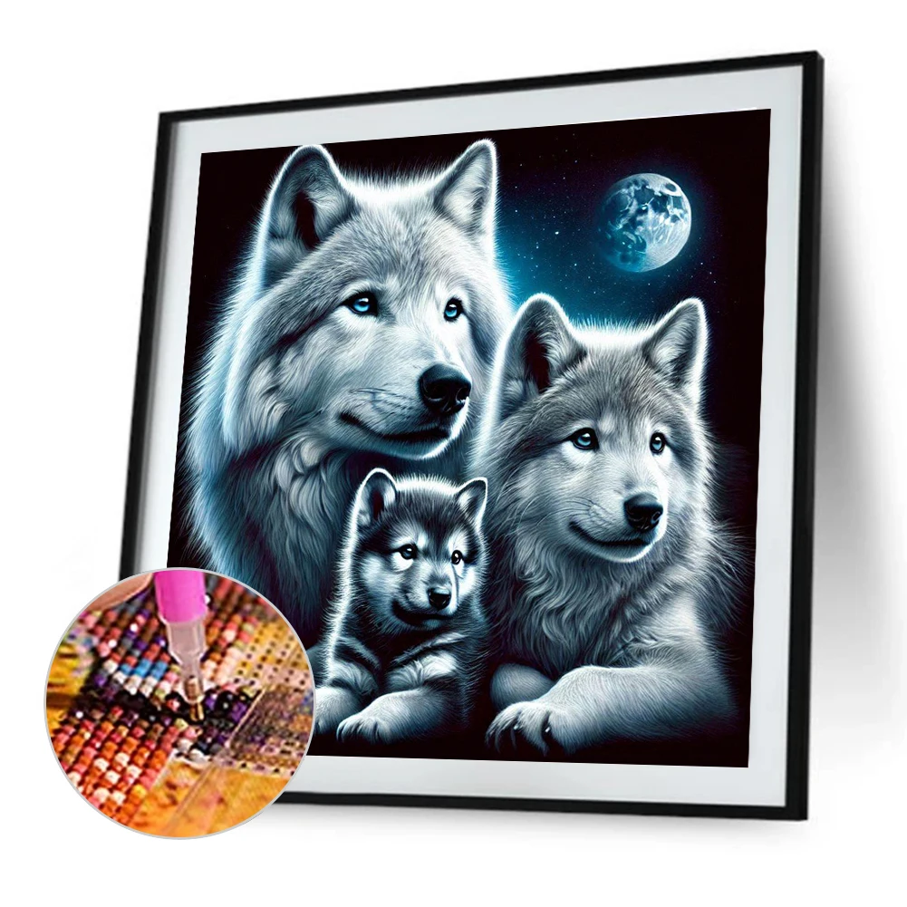 

5D DIY Full Round Drill Diamond Painting Wolf Kit Home Decoration Artwork Craft