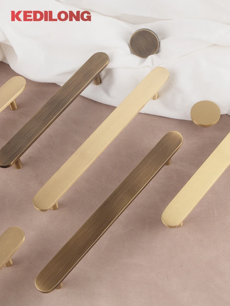 

KEDLO Brass Plain Extended Length Cabinet Drawer Door Antique Brass Handle 4-25 Inches 500mm Pull Bar