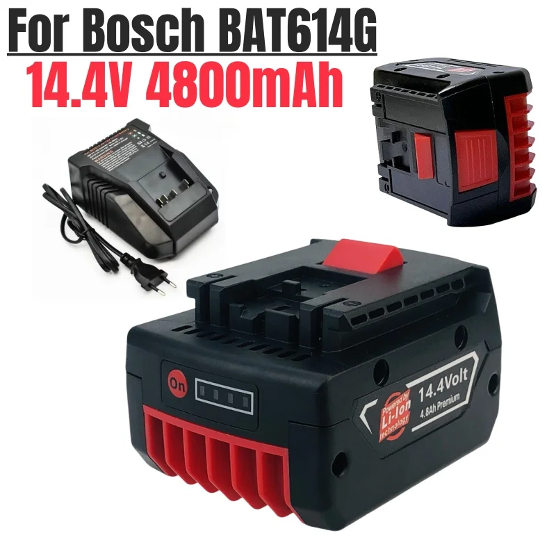 Air transport 14V/14.4V 4.8Ah Rechargeable Lithium Battery Pack for Bosch Cordless Drill Screwdrivers BAT607, BAT607G, BAT614