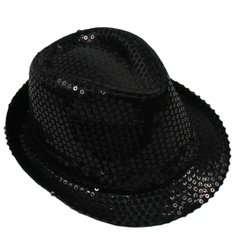 British Top Jazz Hat Bucket Hat Men Women Stage Performance Sequin Hat Shining Christmas Fedoras Party Parent Child Hat Hollween