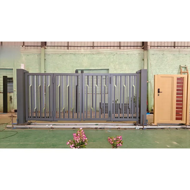 Custom Security Aluminum Bi-fold Electric Cantilever Folding Gate with 3D Modeling Eco-Friendly Powder Coated 5