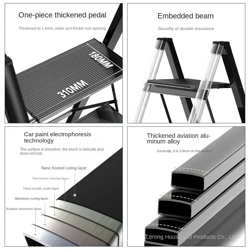 Household Stairs Thickened Aluminum Alloy Ladder High Stools Staircase Portable Compact Step Ladder Lightweight Climbing Aid