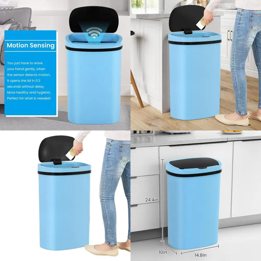 

50L Automatic Sensor Trash Can, Touchless Odor-Control Kitchen Bin for Home Use (Blue)