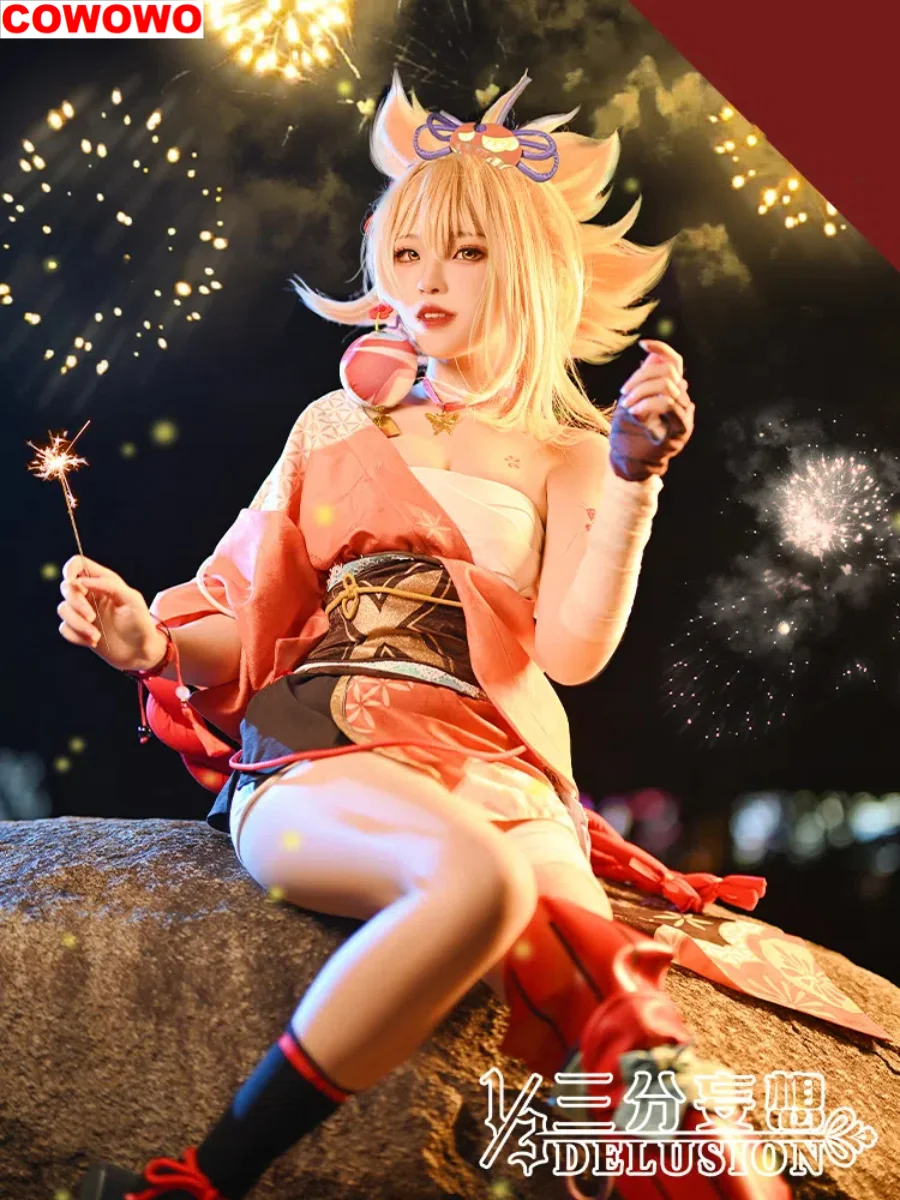 Three Point Delusion Genshin Impact Flame Dance Yoimiya Women Cosplay Costume Cos Game Anime Party Uniform Hallowen Play Role