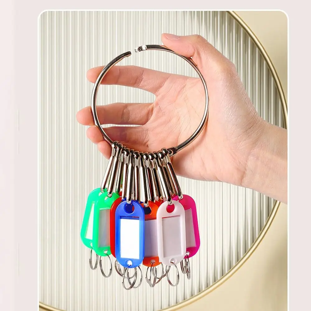 10/20/30/40 Pieces Transparent Window Key Ring Luggage Name Metal Split Rings With Number Plates Key Chains Plastic Key Tags