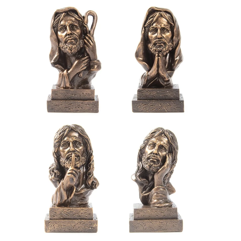 Resin Crafts Jesus Christ for Head Bust Statue Antique Bronze Finish Praying Sculpture Collectible Religious Figurines Dropship