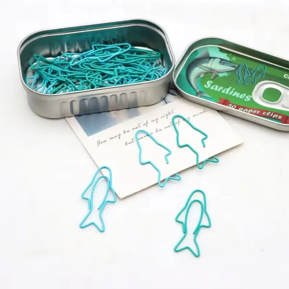 

Cute Paper Clips Metal Sardine Shapes Saldina 30 Clips Fish Shaped Bookmark Plastic Coated Paper Clip School Office Accessories