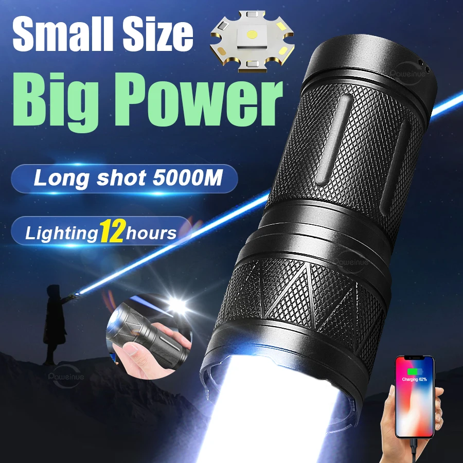 

HDL новый обновленный светодиодный фонарик, ультра-яркий аккумулятор емкостью 12000 мАч, мощный фонарик, масштабируемый тактический фонарь для кемпинга