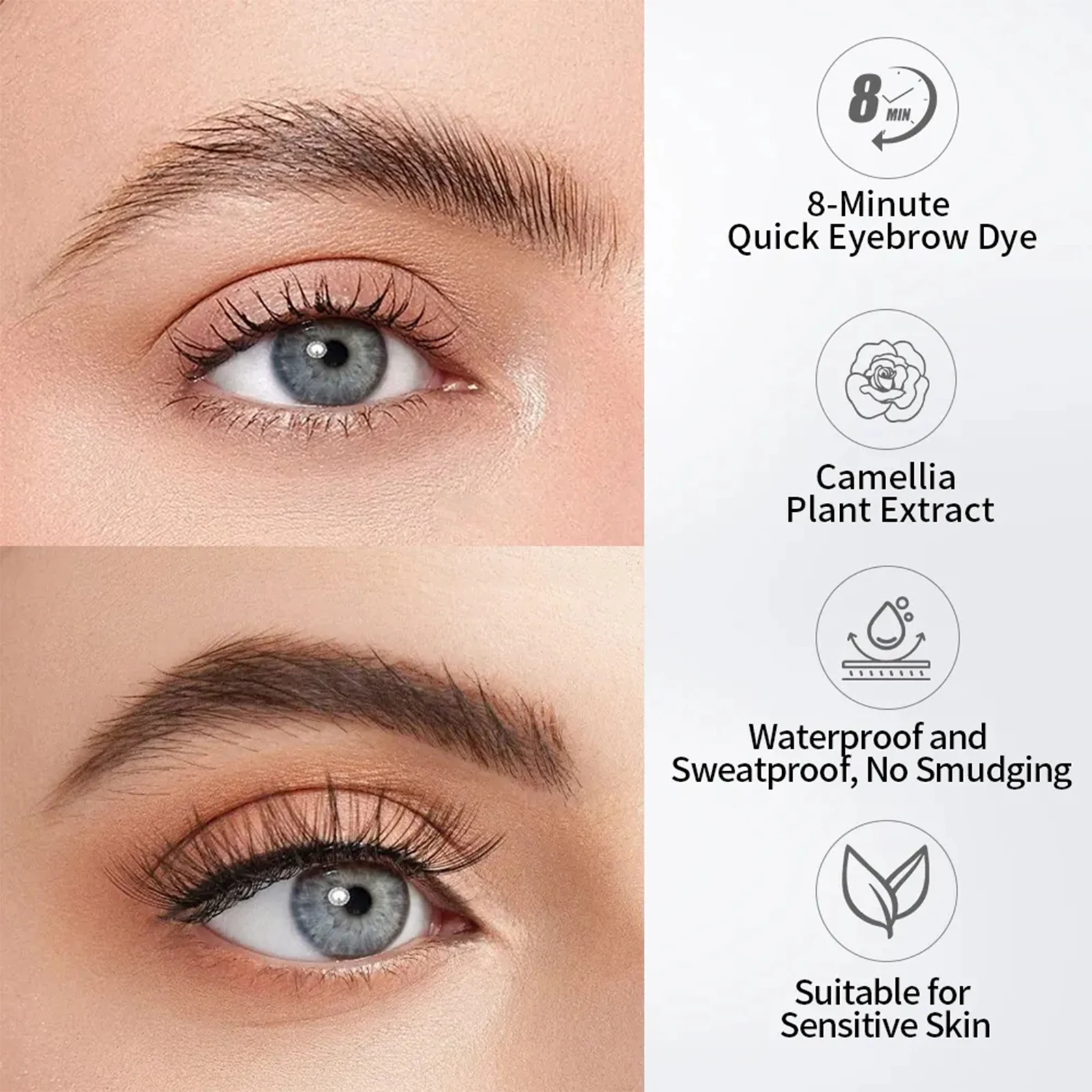 Wimpern Augenbrauen Tönung Permanent Farbstoff Kit Wasserdicht Dauerhafte Schnelle Tönung Kamelie Blume Stirn Enhancer Creme Gel Make-Up-Tools