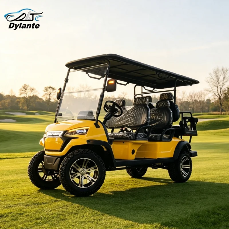 Latest Design 4 6 Seater Electric Golf Carts Max 120Km 72V/48V Lithium Battery Sound Bar Speaker Electric Golf Cart Club Car