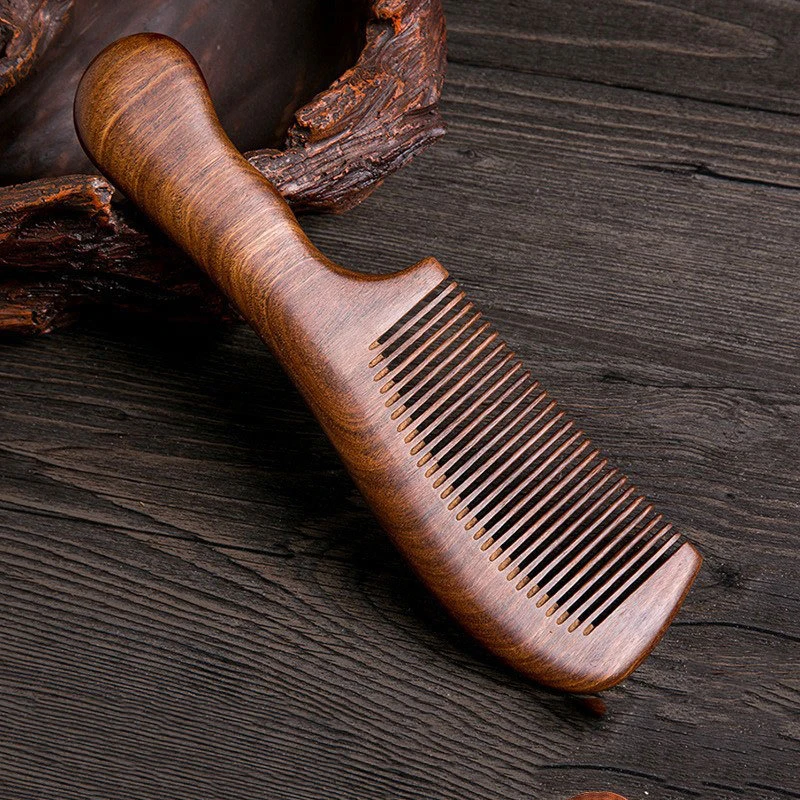 Natural Sandalwood Hair Combs Anti-Static Wooden Comb Massager Long Wide Tooth Detangle Sandalwood Comb Hair Care Household Gift