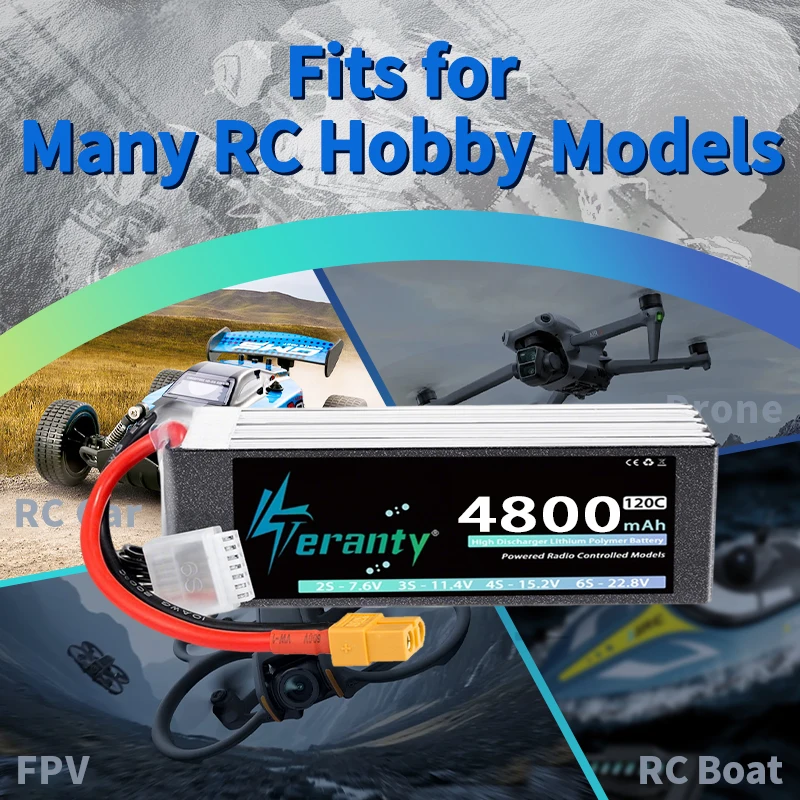 TERANTY 6S 4800mAh Lipo Battery 22.8V 120C/240C With XT60 XT90 Plug for RC FPV Drone Quadcopter Airplane Helicopter RC Battery