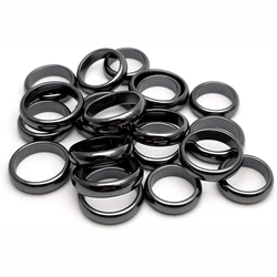 Magnetic Band Rings Vintage Crystal Finger Smooth Round Donut Hematite Ring for Women Men 6MM Width
