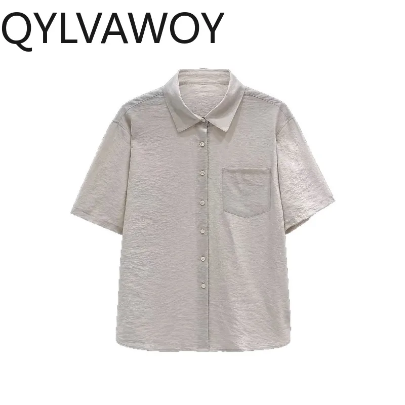 QYLVAWOY 80% Mulberry Silk Men's Shirts Non-iron Shirt Short Sleeve Shirts for Man Summer Tops Thin T Shirt Homme Loose Camisa