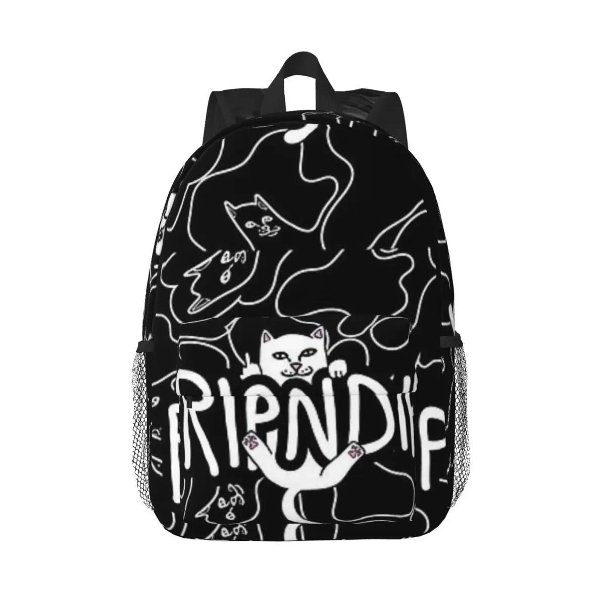 Mochila escolar con diseño de líneas de color negro para mujer y adolescente, bolsa de viaje para ordenador portátil