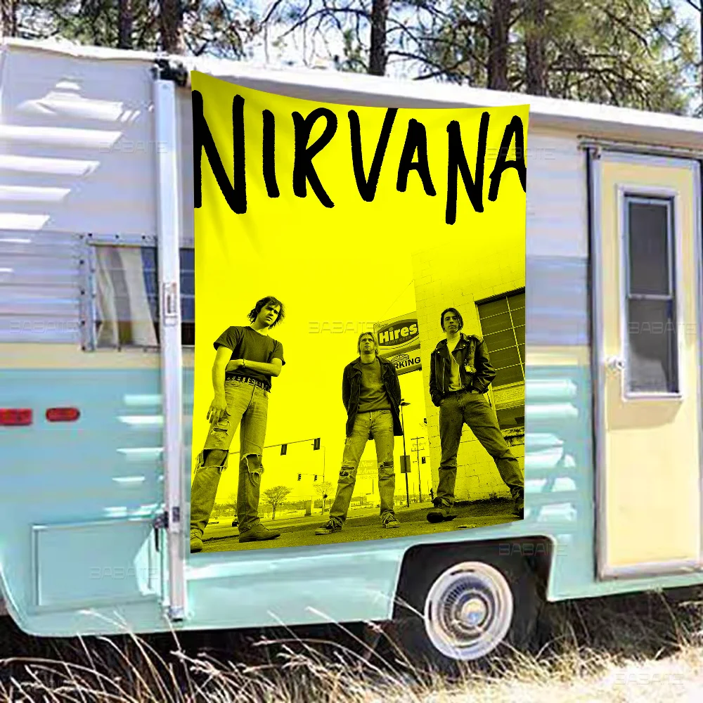 Band Hot N-Nirvana Banner Art Printing bandiera da parete giapponese Anime Wall Hanging Home Decor