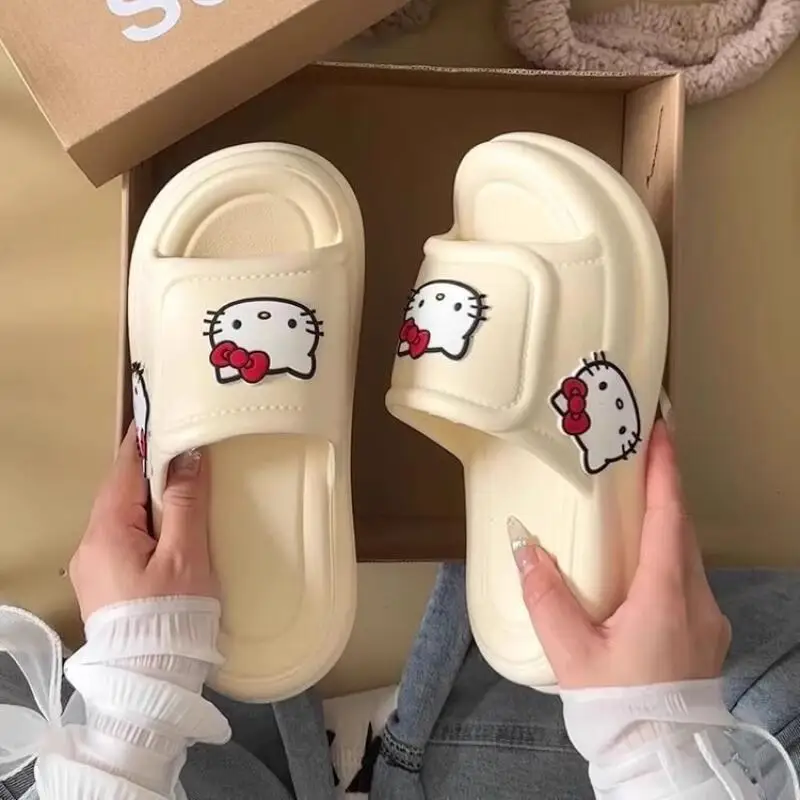 

Sanrio Cartoon Hello Kitty Women Slippers Eva Kawaii Summer Shoes Anime Cute Non-Slip Home Sandals Girls Student Thick Bottom