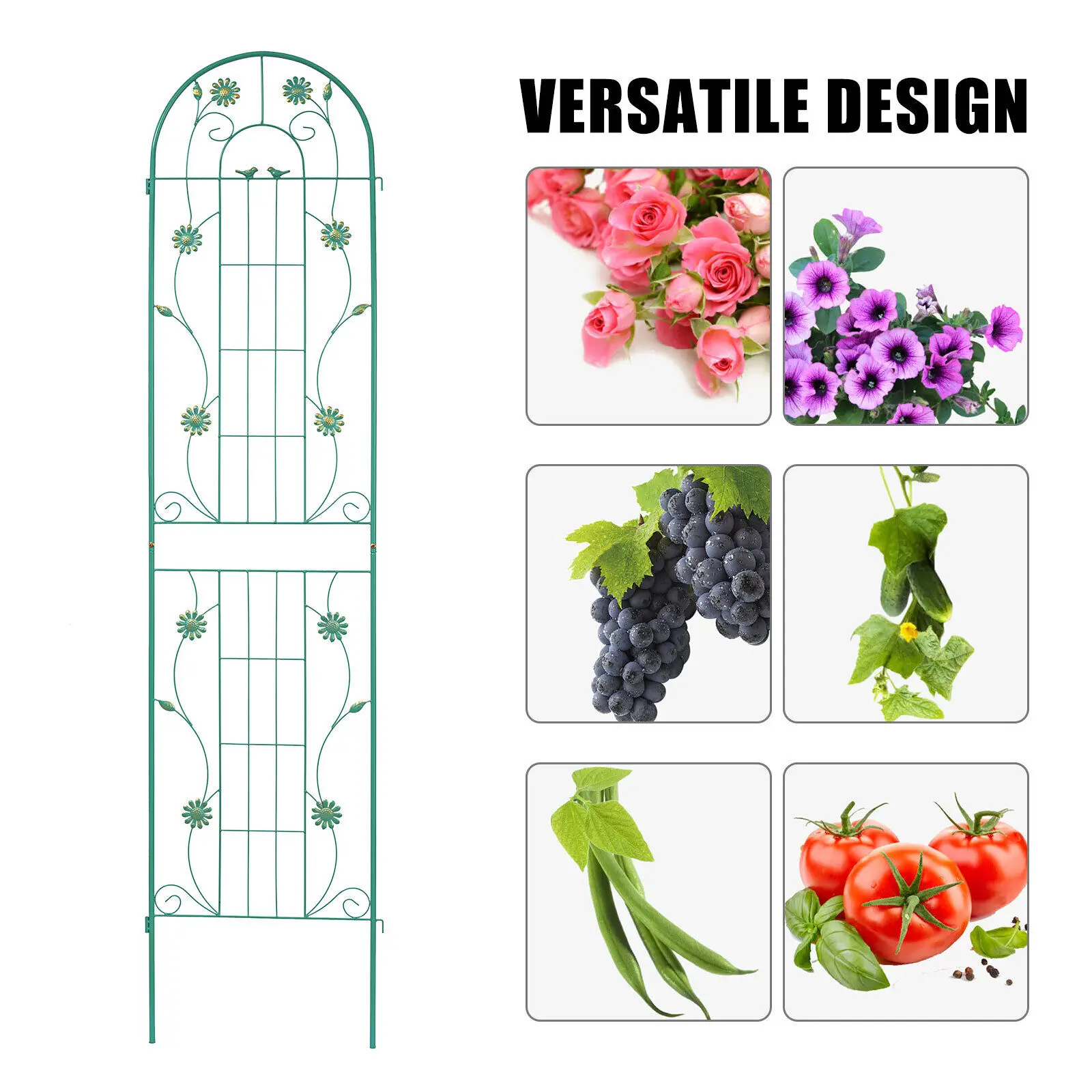 Garden Trellis for Climbing Plants, Metal Trellis for Potted Plant Support, Rose Vine Flower, Arched Fence, 87x20 