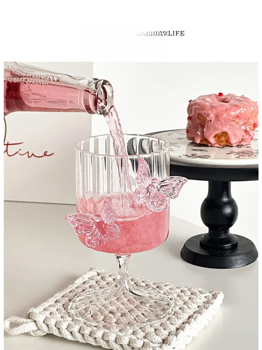 Tlife Dance Embossed Glass Cup High Aesthetic Value Beverage Champagne  Sculpture Glass Cup Heat Resistant round Shape