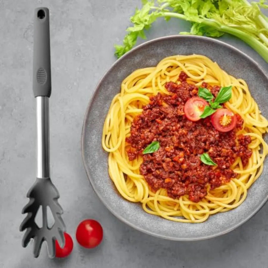 Hitzebeständige Silikon-Nudelgabel, Küchenwerkzeug zum Servieren von Nudeln und Spaghetti, BPA-freies Sieb-Design, langlebig und sicher