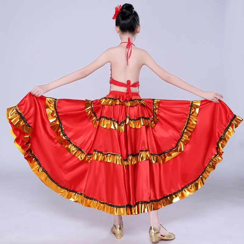 1pcs/lot children belly dancing skirt bullfight dancing skirt girl flamenco performance skirt