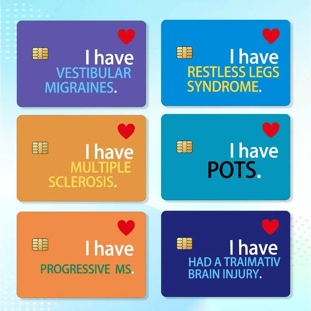 Mental Disorder URGENT MDDICAL ALERT Credit Skin Cover Card Stickers 4PCS Film Bus Pass Front Decoration Bank Debit Waterproof