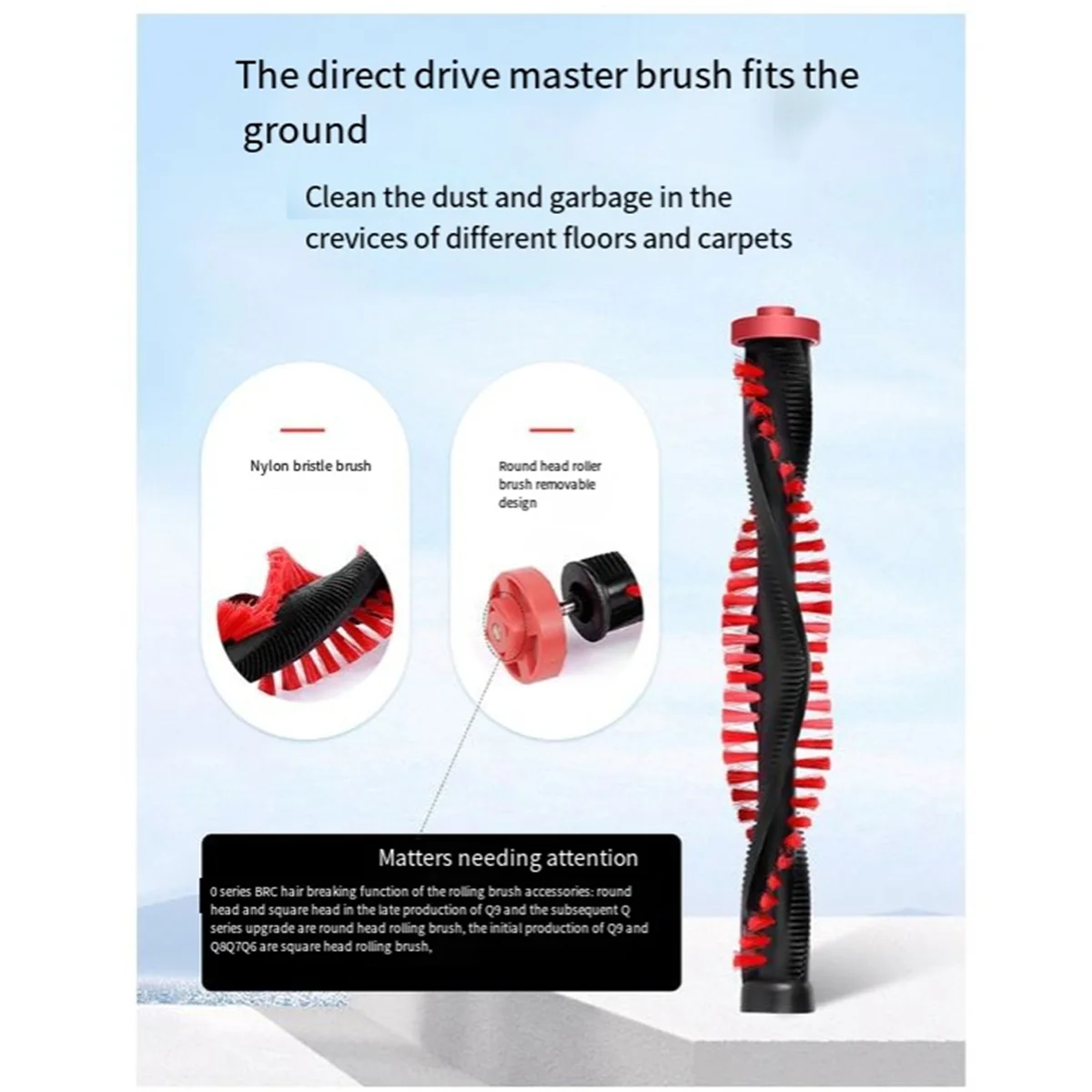 WELLQ6 WQ61 WQ71 WQ81 WQ9 멀티 플로어 노즐 용 FZFZ 롤러 브러시 교체 적합한 진공 청소기 액세서리