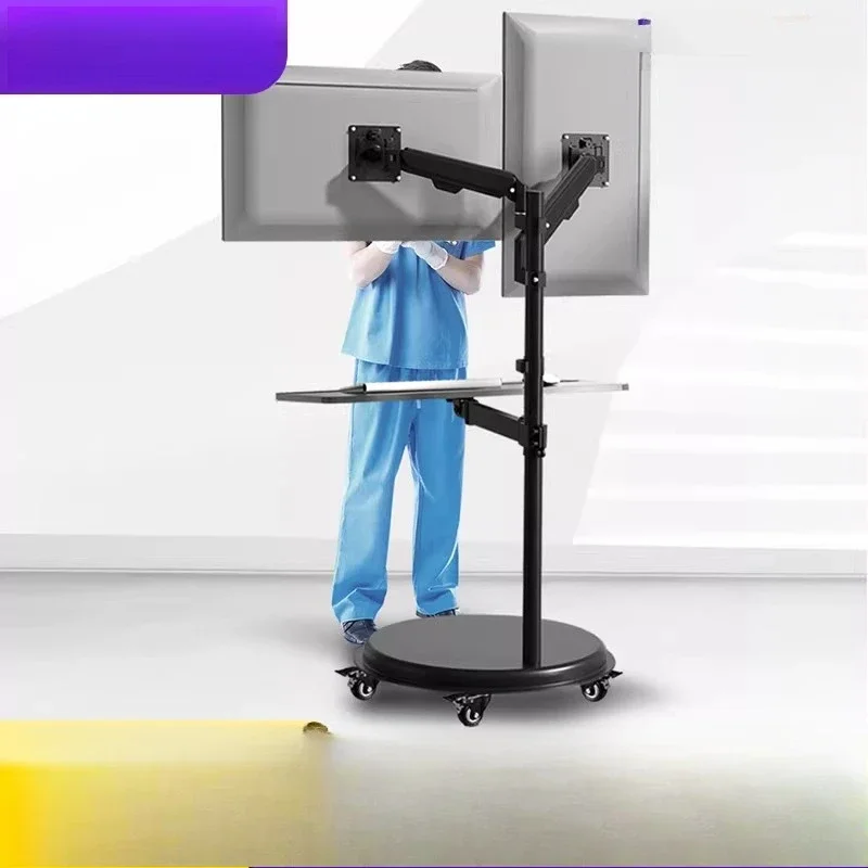 

floor-to-ceiling mobile bracket, free punching cart, computer screen, horizontal and vertical rotation, live broadcast shelf