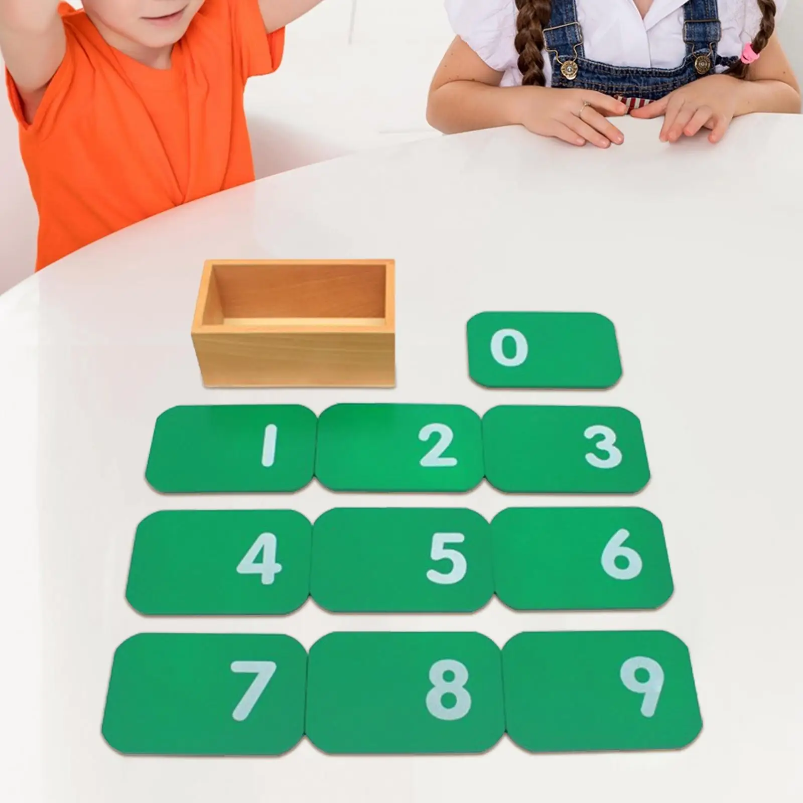 Wooden Number Cards,Montessori Hand Eye Coordination, with Box 0-9 Learning Cards, Learning Toy for 3 -4 Years Old Kids