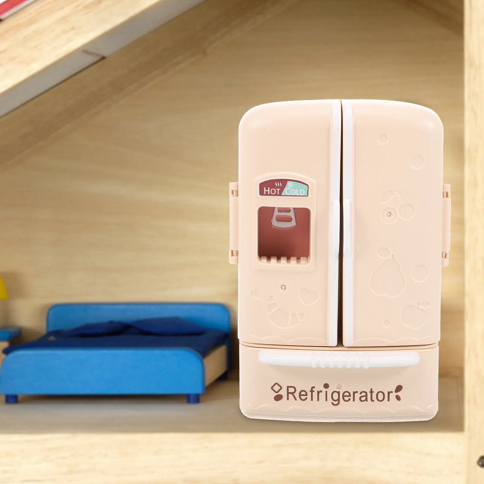 

Miniature Fridge Ornament 1:12 Scale Tiny House Refrigerator Pretend Miniature Furniture Accessories for Dollhouse