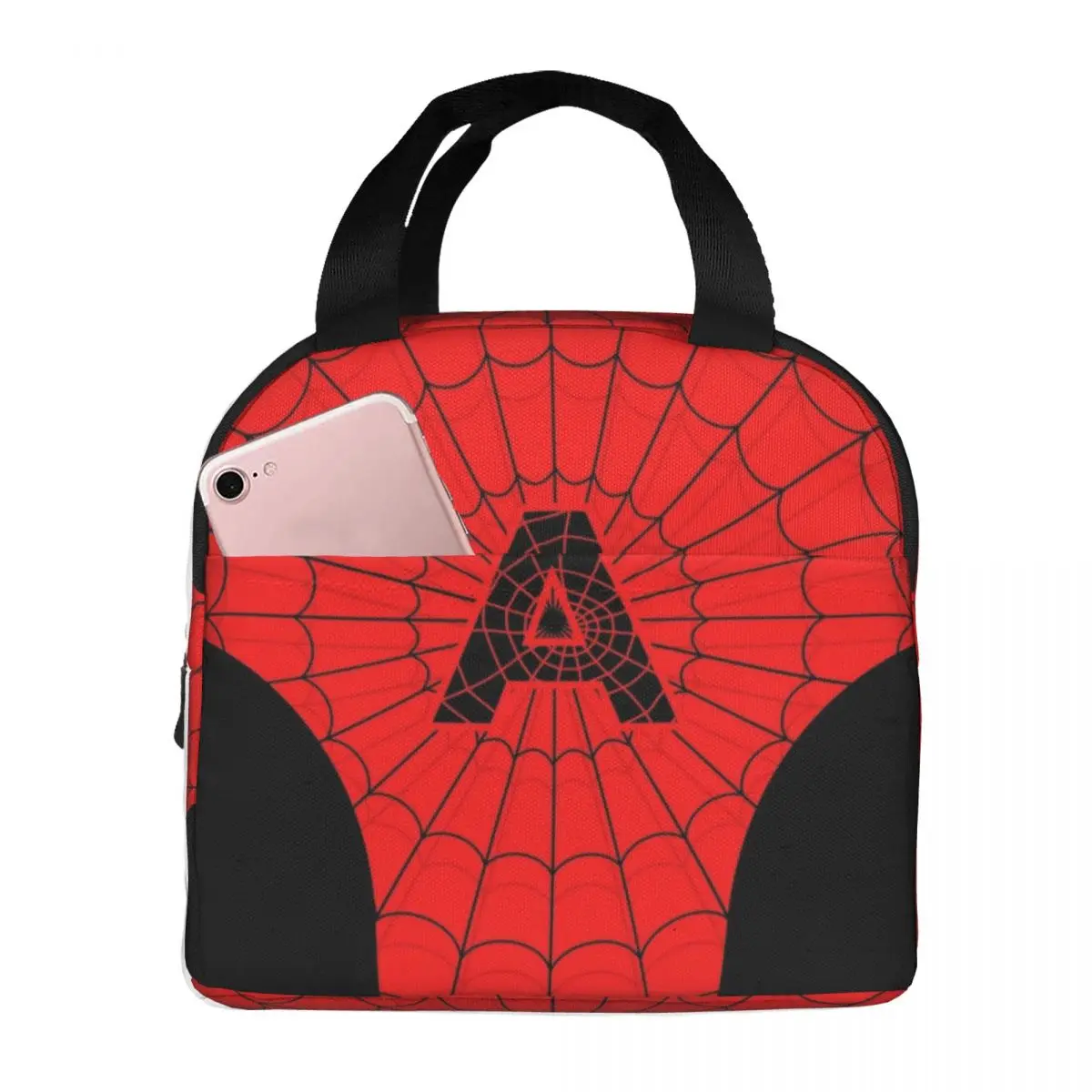 Spider Man Spider Web Letters Print  Insulated Lunch Bags Thermal Bag Lunch Container Portable Tote Lunch Box Food Storage Bags