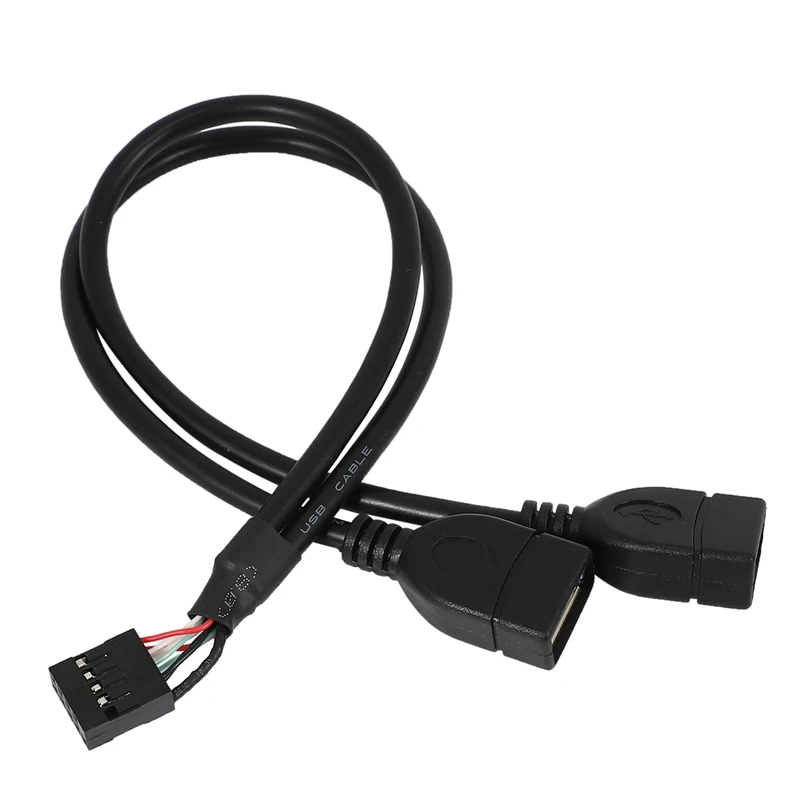 30CM 10 Pin Motherboard Female Header To 2 Port Dual USB 2.0 Male Adapter Dupont Y Splitter Cable (10Pin/2AM)