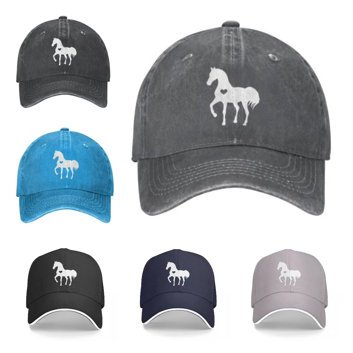 Heart Horse Baseball Hat Unisex Adjustable Baseball Caps Hats for Men and Women