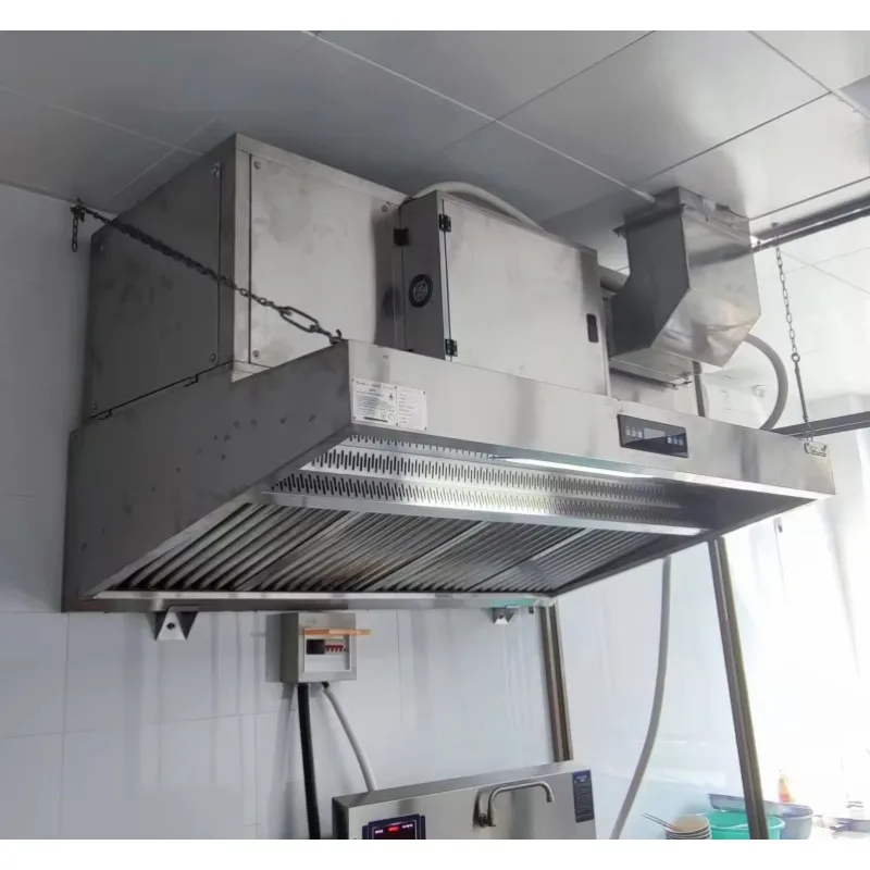 Hotel Kitchen Stainless Steel Kitchen Hood Filter Smart Range Hoods Extractor Hood with LED Display