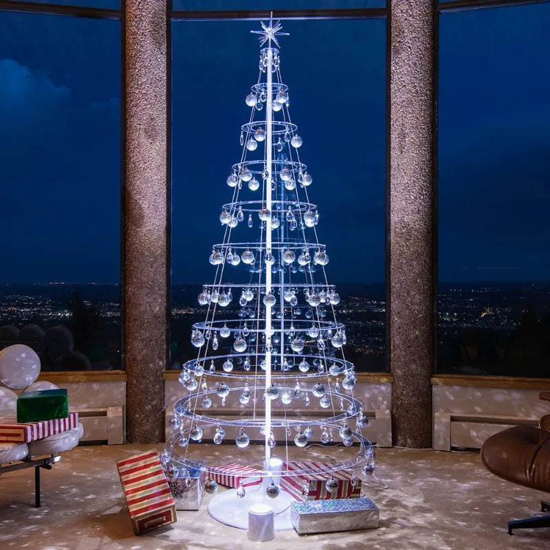 Live Stream Scene Arrangement Background Light Decoration Ornament Electric Rotating Foldable Crystal Luminous Christmas Tree