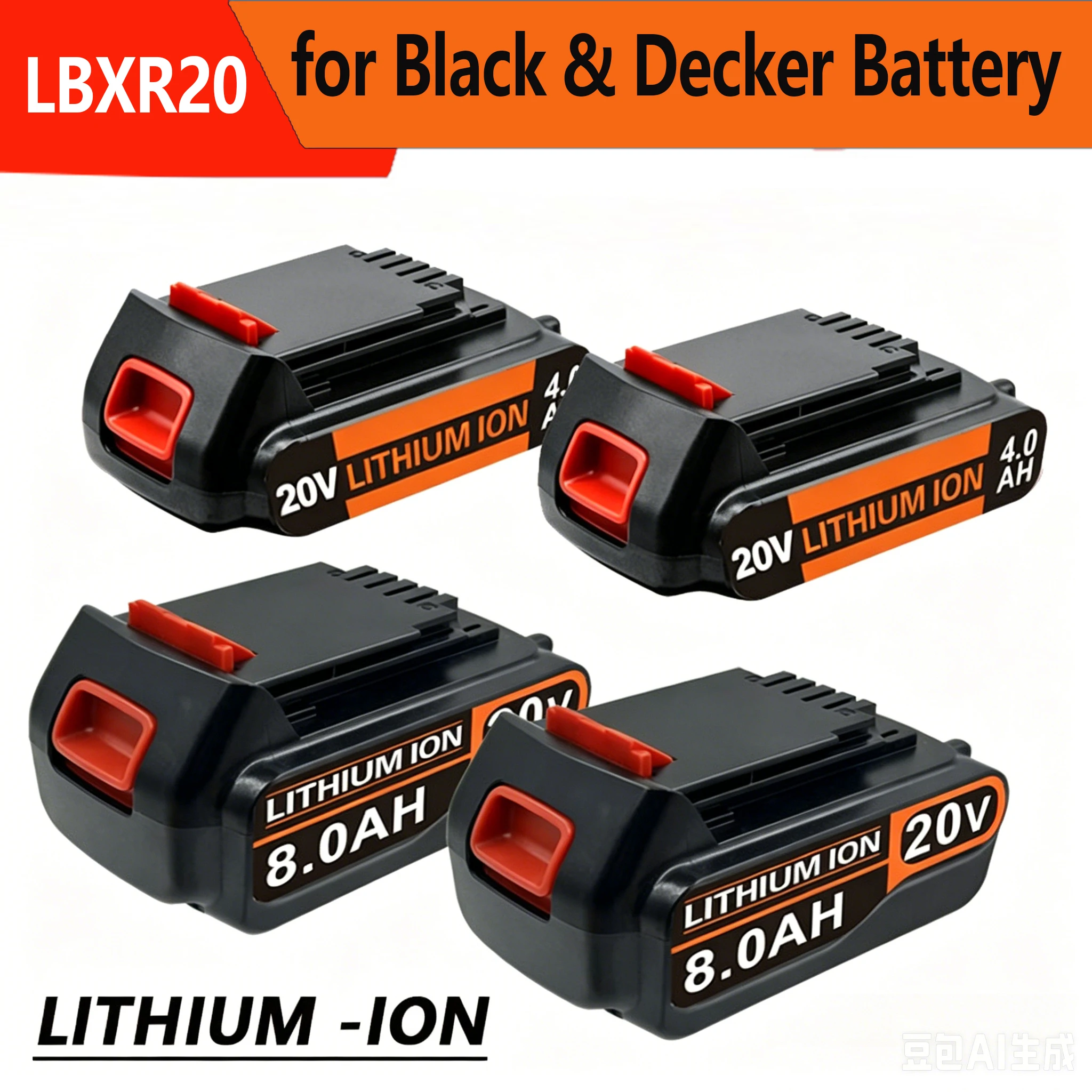 Black+Decker Tool Cordless - แบตเตอรี่ทดแทนลิเธียม 3.0Ah-8.0Ah สำหรับ Black & Decker