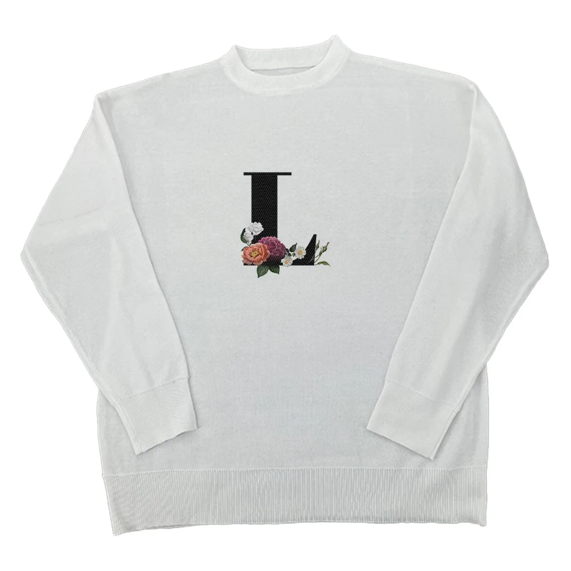 

Autumn Round Neck Women's Sweater Retro Basic Printing Knitted Korean Blouse Casual Women's Pullover Simple Chic Pullover