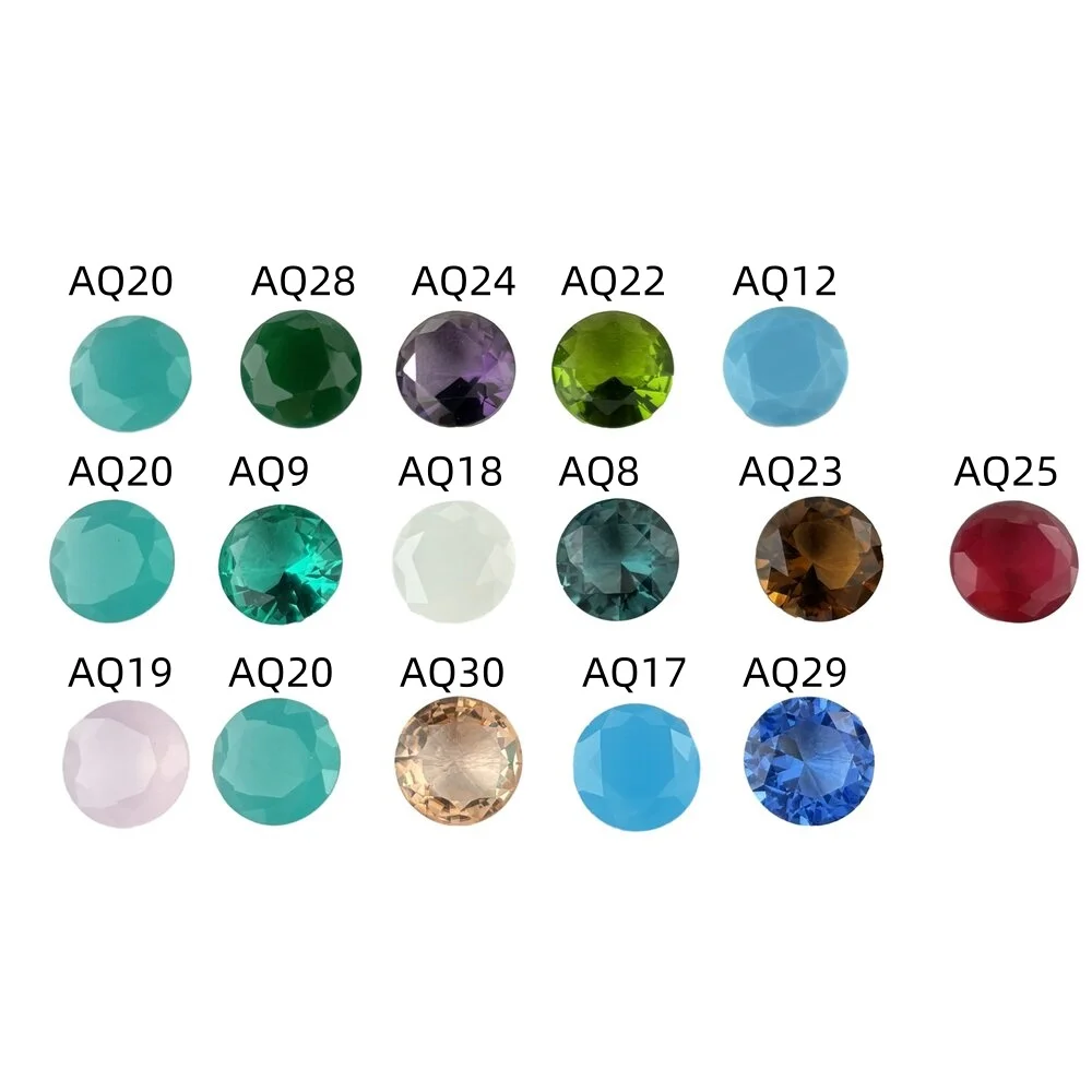 Size 2.0~10mm Round Shape Loose Glass Stone Synthetic Gems White  Champagne Rose Red Pink Blue Tanzanite  Multicolor