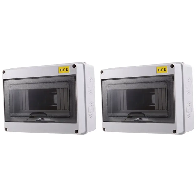DT39 IP65 MCB Breaker Box, 8-Way Distribution Protection Box ABS, Electronic Din Rail Enclosure for Circuit Breaker 2Pcs